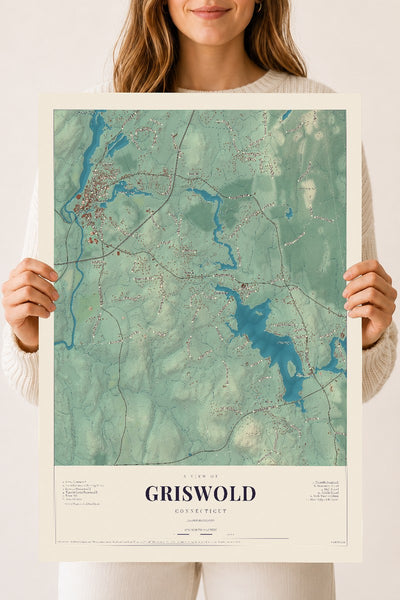Griswold, Connecticut map print, 18" x 24", Archival Matte Print