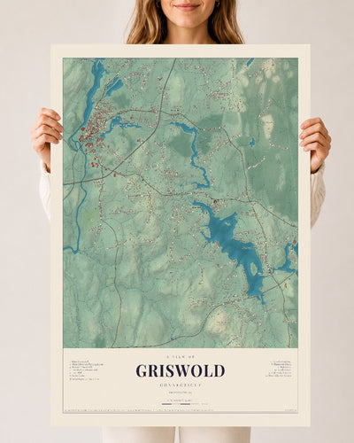 Griswold, Connecticut map print, 24" x 36", Archival Matte Print
