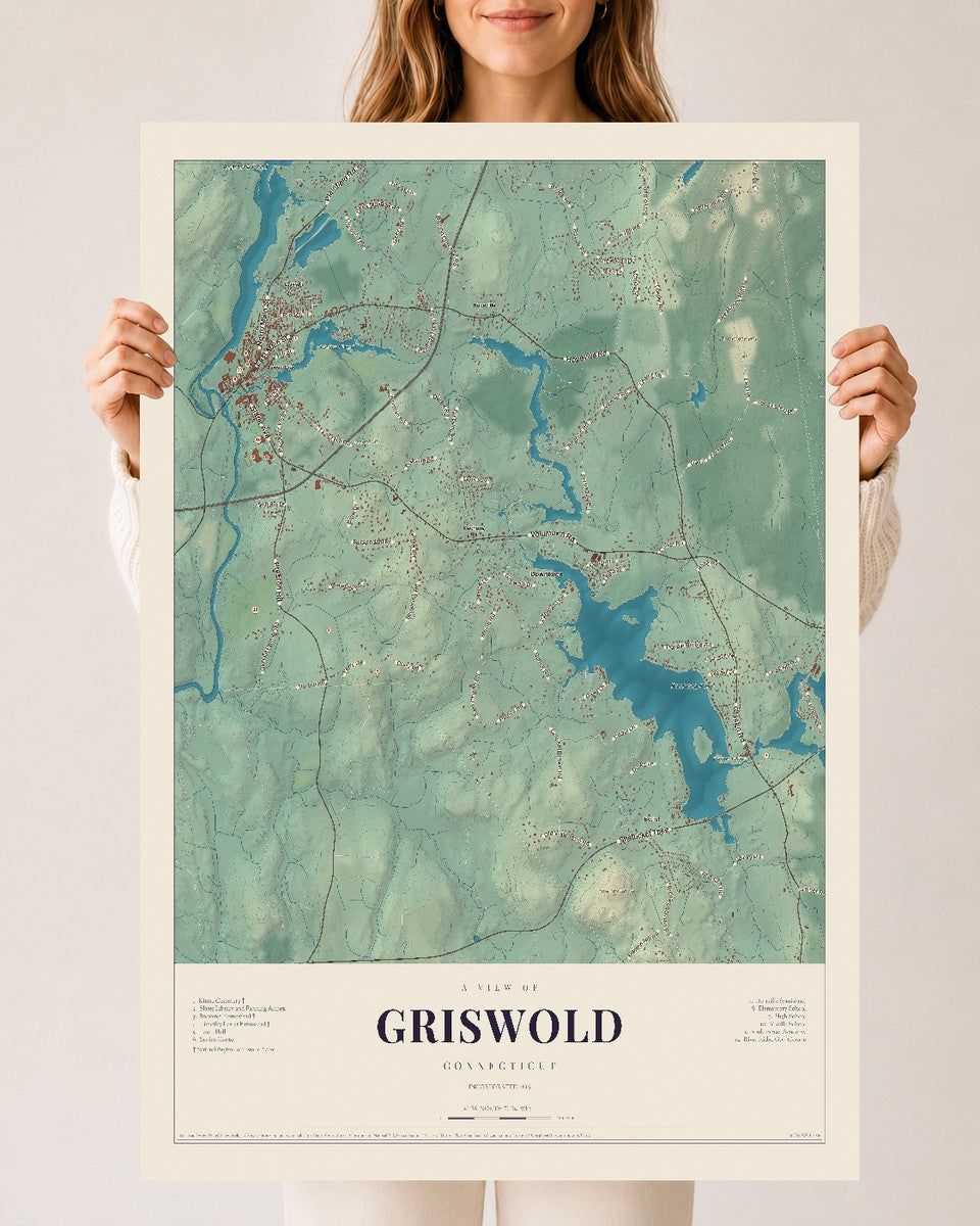 Griswold, Connecticut map print, 24" x 36", Archival Matte Print