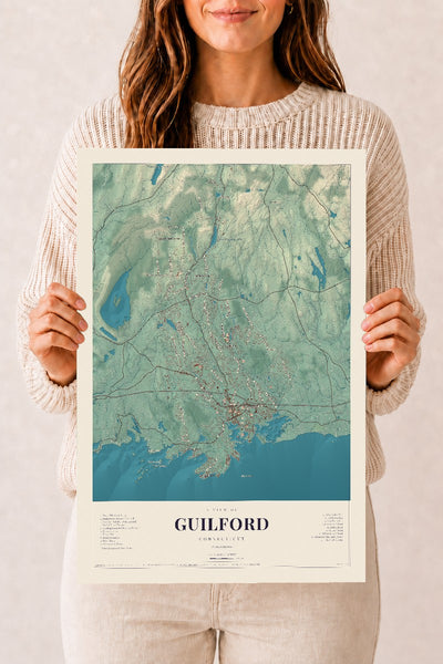 Guilford, Connecticut map print, 12" x 18", Archival Matte Print