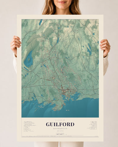Guilford, Connecticut map print, 24" x 36", Archival Matte Print