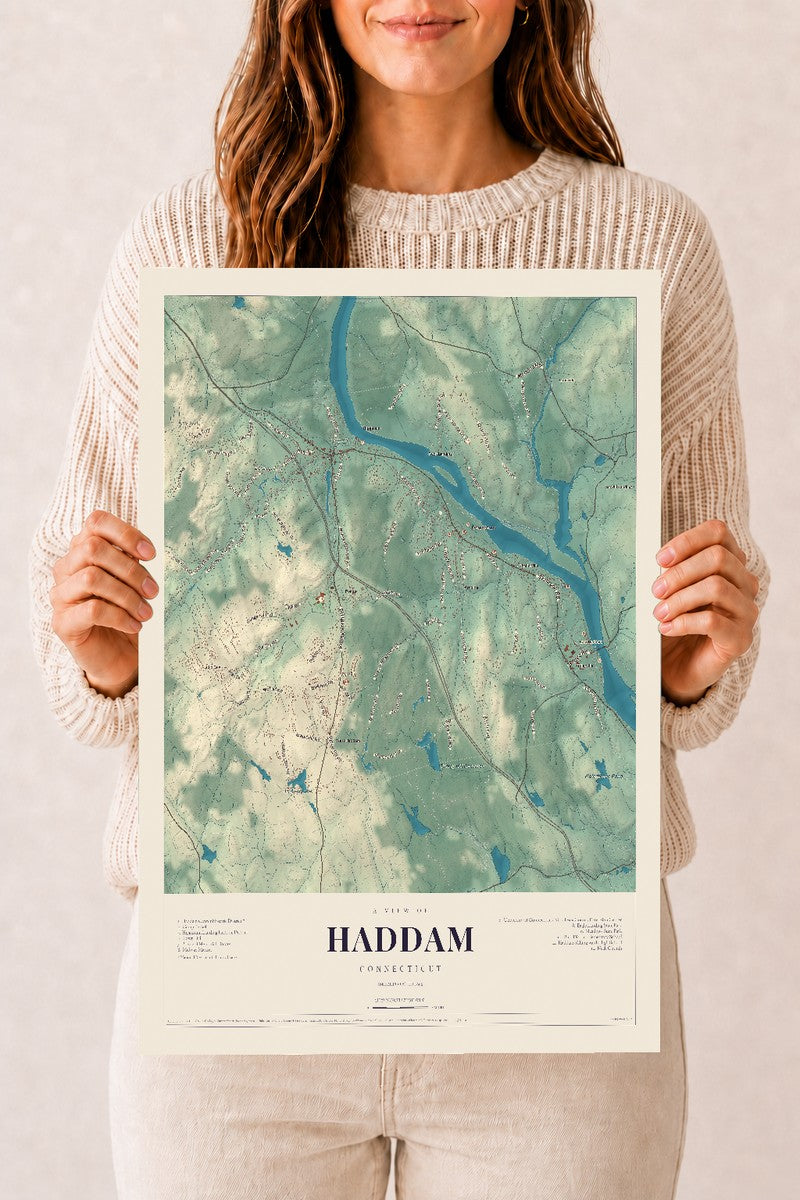 Haddam, Connecticut map print, 12" x 18", Archival Matte Print