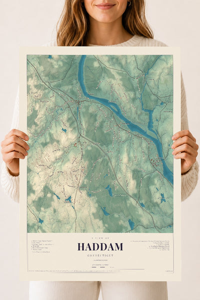 Haddam, Connecticut map print, 18" x 24", Archival Matte Print