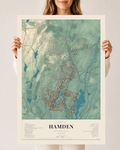 Hamden, Connecticut map print, 24" x 36", Archival Matte Print