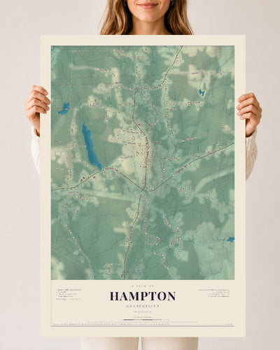Hampton, Connecticut map print, 24" x 36", Archival Matte Print