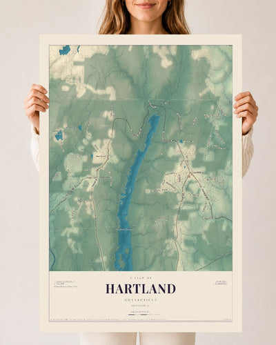 Hartland, Connecticut map print, 24" x 36", Archival Matte Print