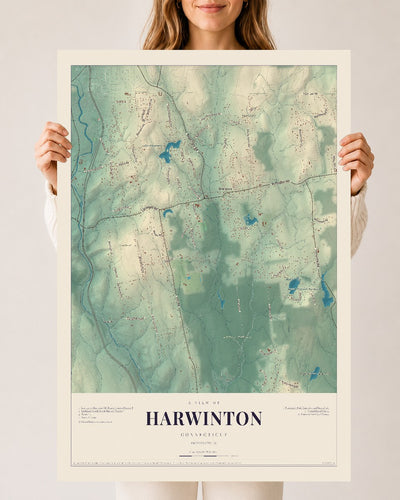 Harwinton, Connecticut map print, 24" x 36", Archival Matte Print