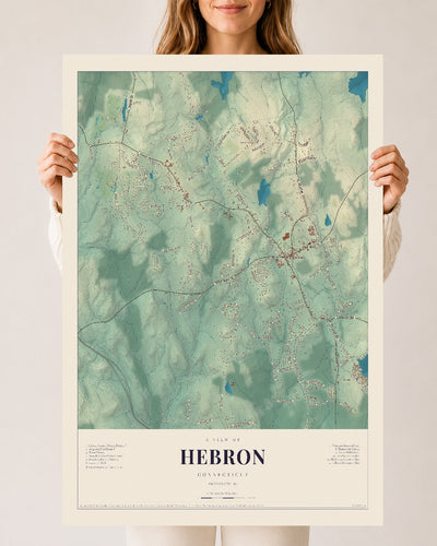 Hebron, Connecticut map print, 24" x 36", Archival Matte Print