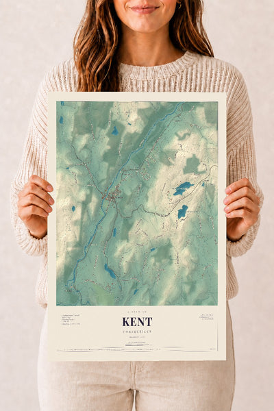Kent, Connecticut map print, 12" x 18", Archival Matte Print