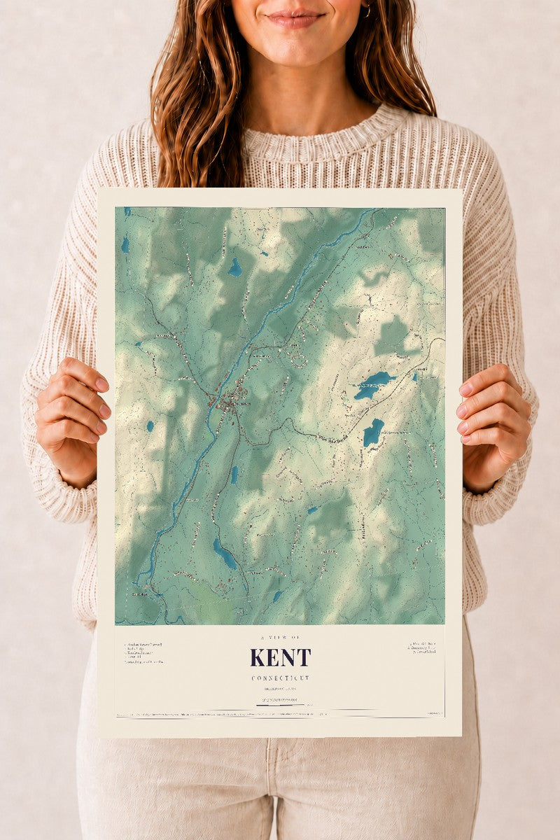 Kent, Connecticut map print, 12" x 18", Archival Matte Print