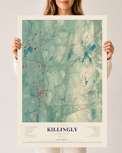Killingly, Connecticut map print, 24" x 36", Archival Matte Print