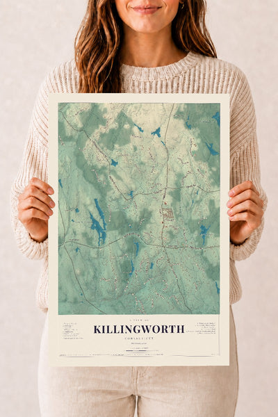 Killingworth, Connecticut map print, 12" x 18", Archival Matte Print