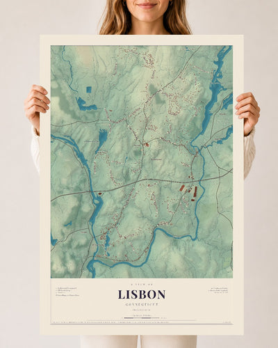 Lisbon, Connecticut map print, 24" x 36", Archival Matte Print