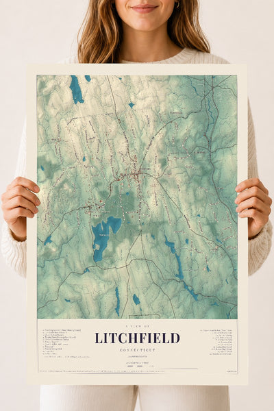 Litchfield, Connecticut map print, 18" x 24", Archival Matte Print