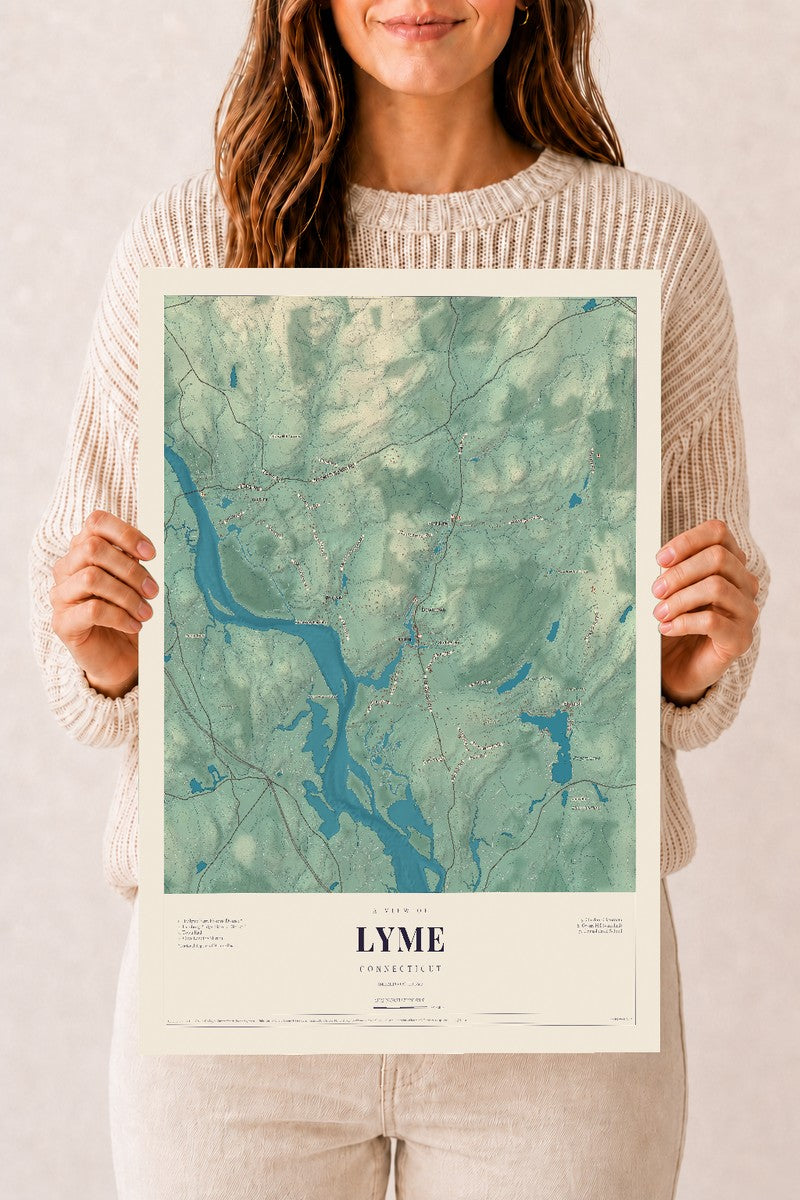 Lyme, Connecticut map print, 12" x 18", Archival Matte Print