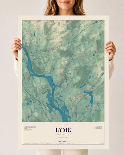 Lyme, Connecticut map print, 24" x 36", Archival Matte Print
