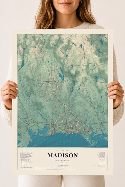 Madison, Connecticut map print, 18" x 24", Archival Matte Print