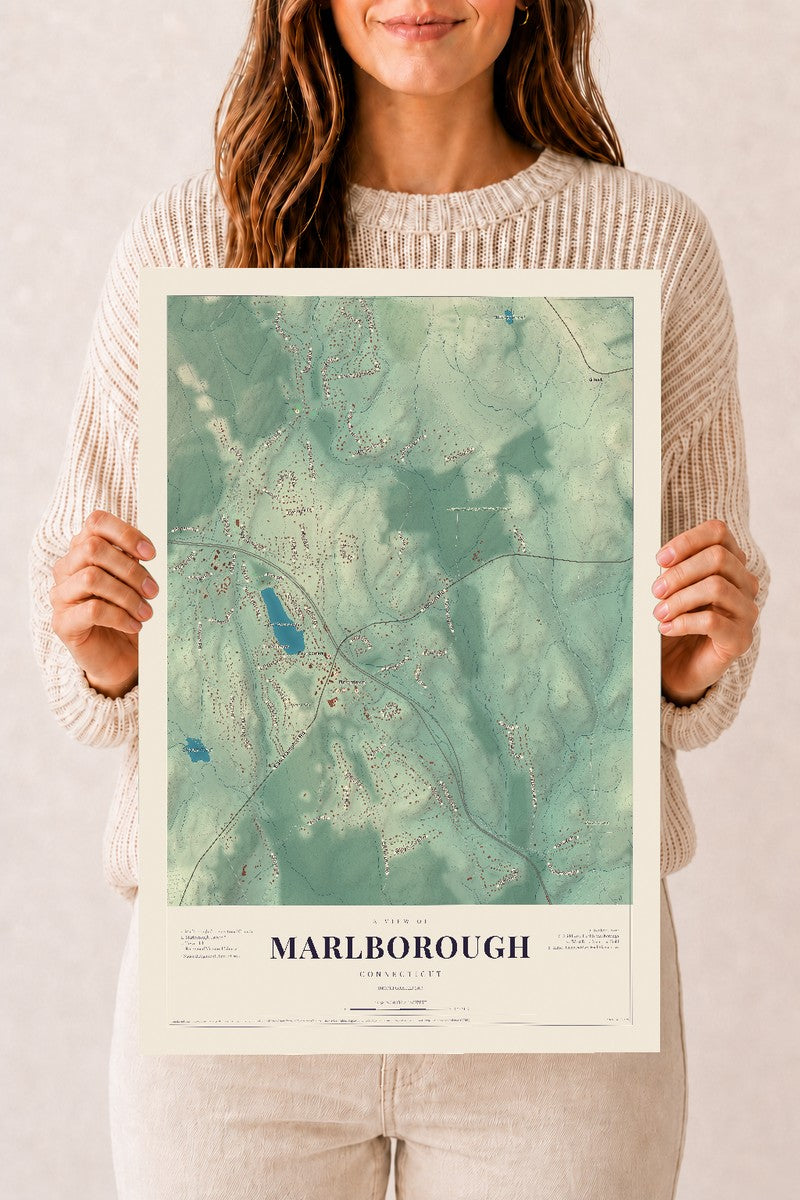 Marlborough, Connecticut map print, 12" x 18", Archival Matte Print