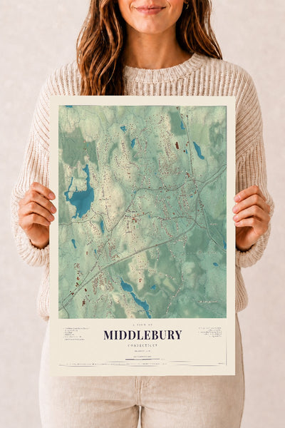 Middlebury, Connecticut map print, 12" x 18", Archival Matte Print