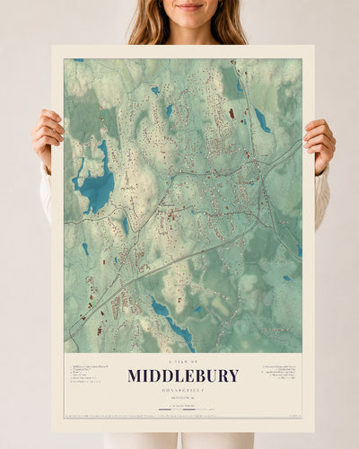 Middlebury, Connecticut map print, 24" x 36", Archival Matte Print