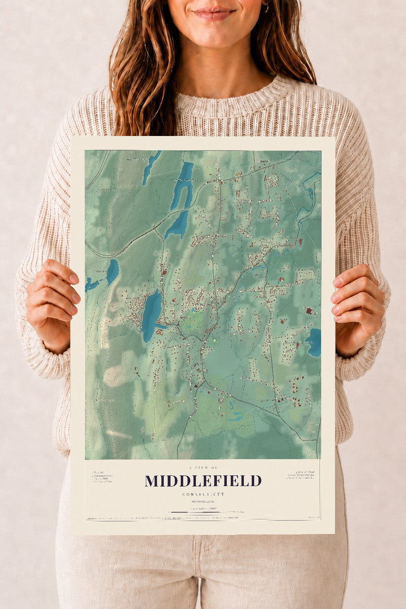 Middlefield, Connecticut map print, 12" x 18", Archival Matte Print