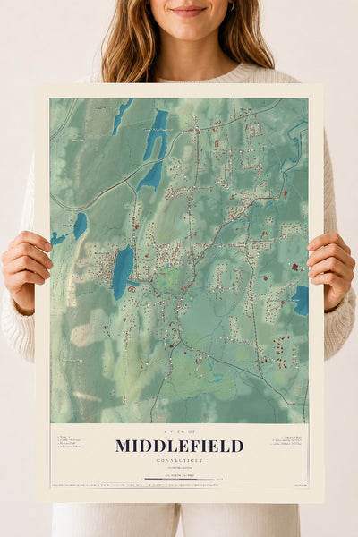 Middlefield, Connecticut map print, 18" x 24", Archival Matte Print