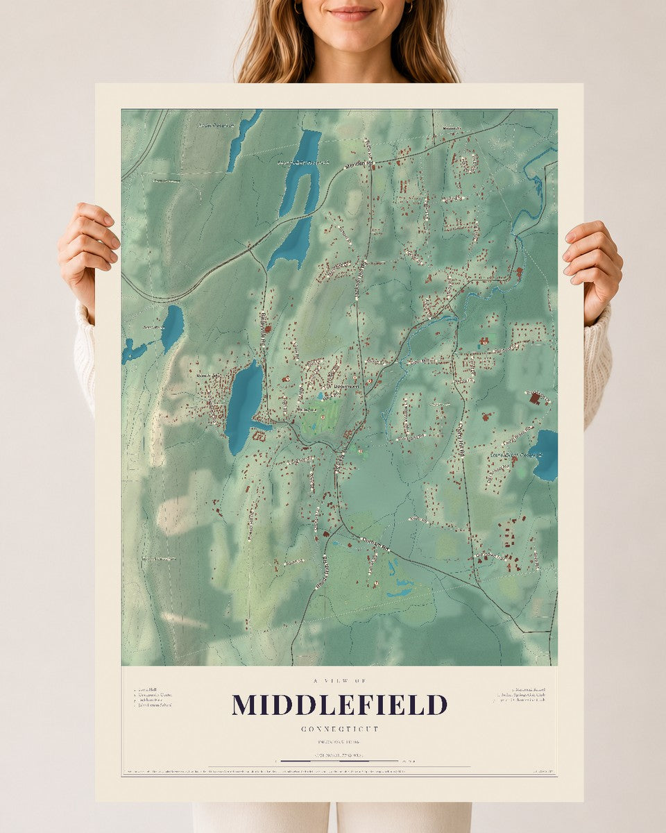 Middlefield, Connecticut map print, 24" x 36", Archival Matte Print