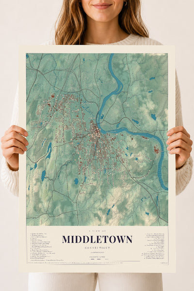 Middletown, Connecticut map print, 18" x 24", Archival Matte Print