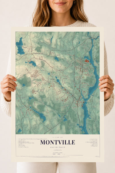 Montville, Connecticut map print, 18" x 24", Archival Matte Print