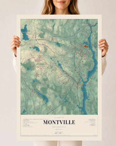 Montville, Connecticut map print, 24" x 36", Archival Matte Print