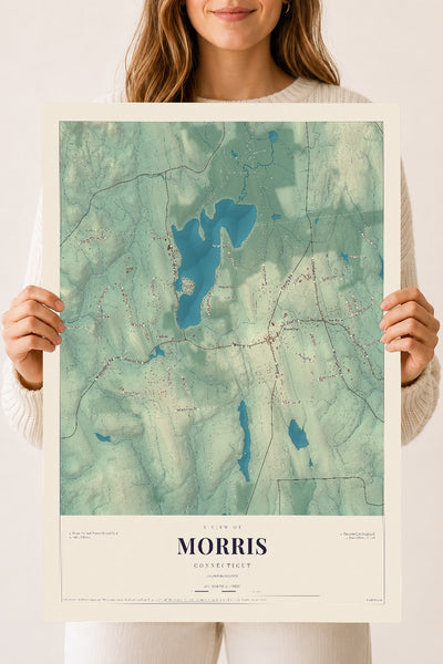 Morris, Connecticut map print, 18" x 24", Archival Matte Print