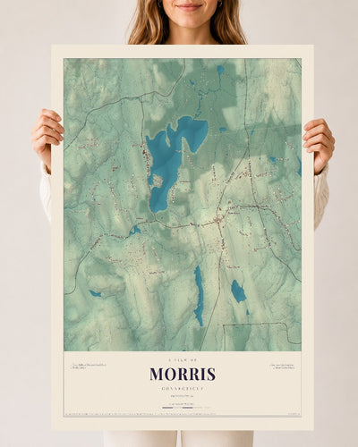 Morris, Connecticut map print, 24" x 36", Archival Matte Print