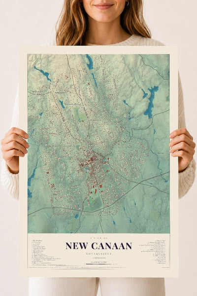 New Canaan, Connecticut map print, 18" x 24", Archival Matte Print