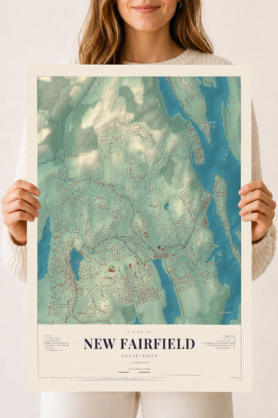 New Fairfield, Connecticut map print, 18" x 24", Archival Matte Print