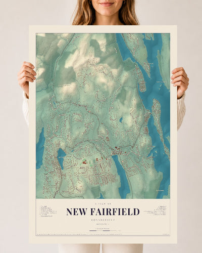 New Fairfield, Connecticut map print, 24" x 36", Archival Matte Print