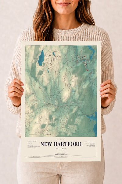 New Hartford, Connecticut map print, 12" x 18", Archival Matte Print