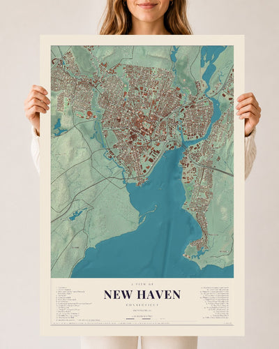 New Haven, Connecticut map print, 24" x 36", Archival Matte Print