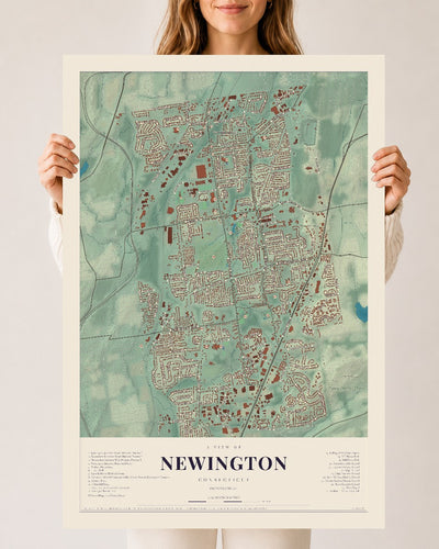 Newington, Connecticut map print, 24" x 36", Archival Matte Print