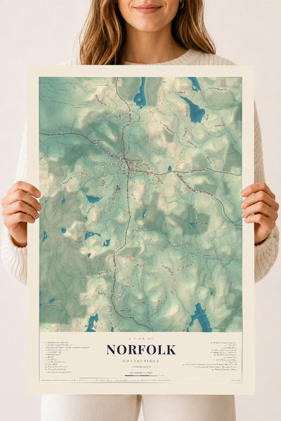 Norfolk, Connecticut map print, 18" x 24", Archival Matte Print
