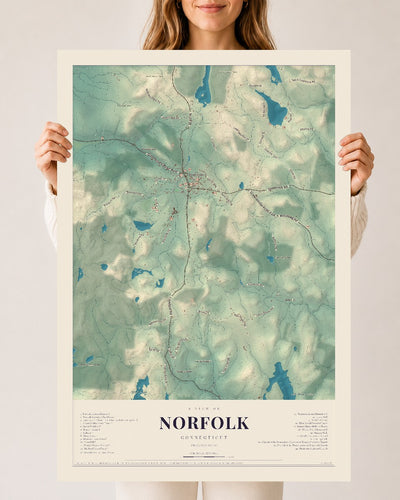 Norfolk, Connecticut map print, 24" x 36", Archival Matte Print