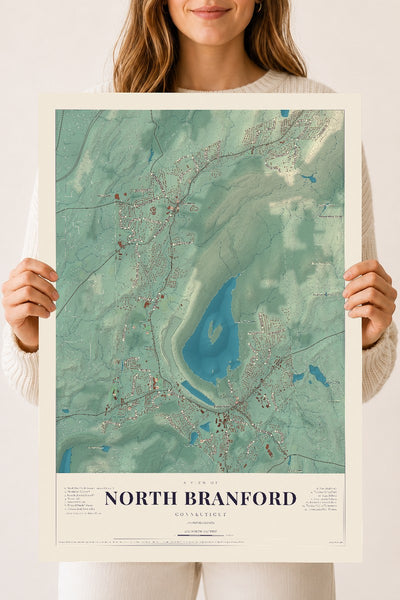 North Branford, Connecticut map print, 18" x 24", Archival Matte Print