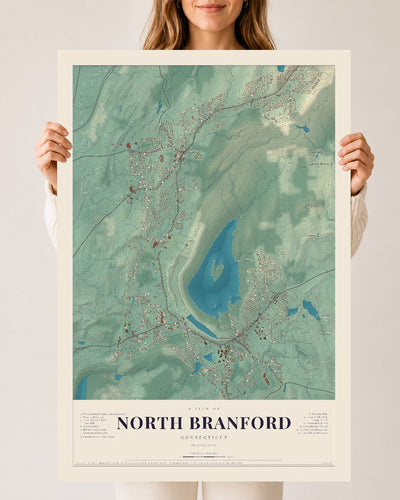 North Branford, Connecticut map print, 24" x 36", Archival Matte Print