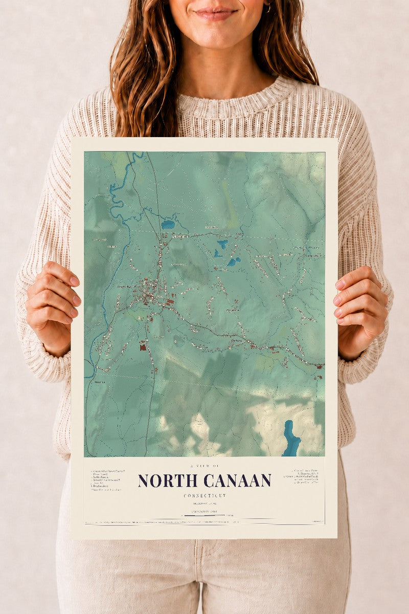 North Canaan, Connecticut map print, 12" x 18", Archival Matte Print