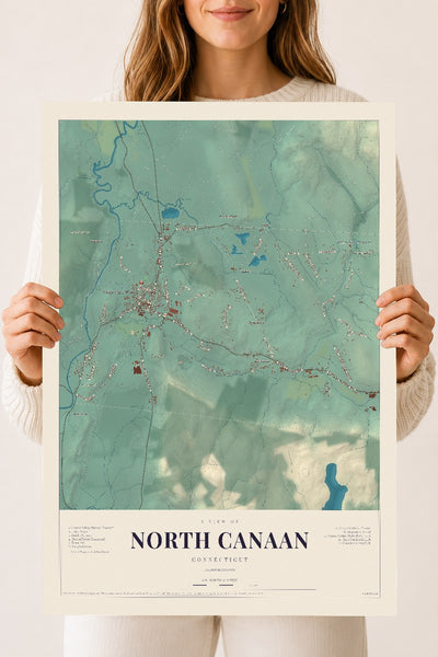 North Canaan, Connecticut map print, 18" x 24", Archival Matte Print