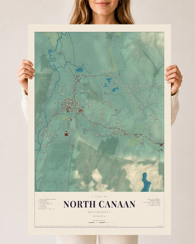 North Canaan, Connecticut map print, 24" x 36", Archival Matte Print