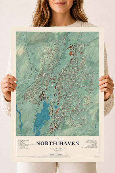 North Haven, Connecticut map print, 18" x 24", Archival Matte Print