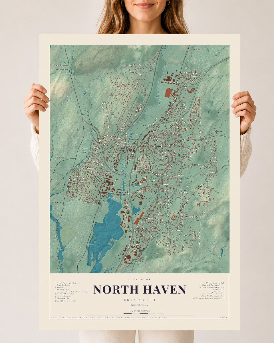 North Haven, Connecticut map print, 24" x 36", Archival Matte Print