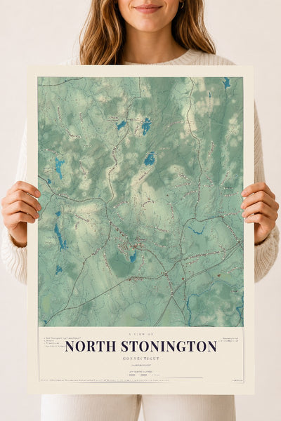 North Stonington, Connecticut map print, 18" x 24", Archival Matte Print