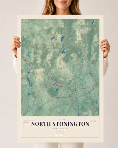 North Stonington, Connecticut map print, 24" x 36", Archival Matte Print