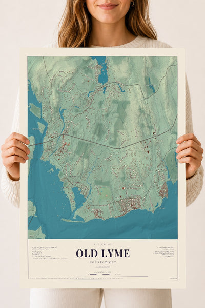 Old Lyme, Connecticut map print, 18" x 24", Archival Matte Print
